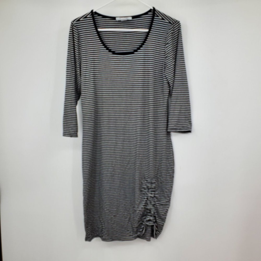 White House Black Market Black and White Striped Jersey Knit Dress Medium